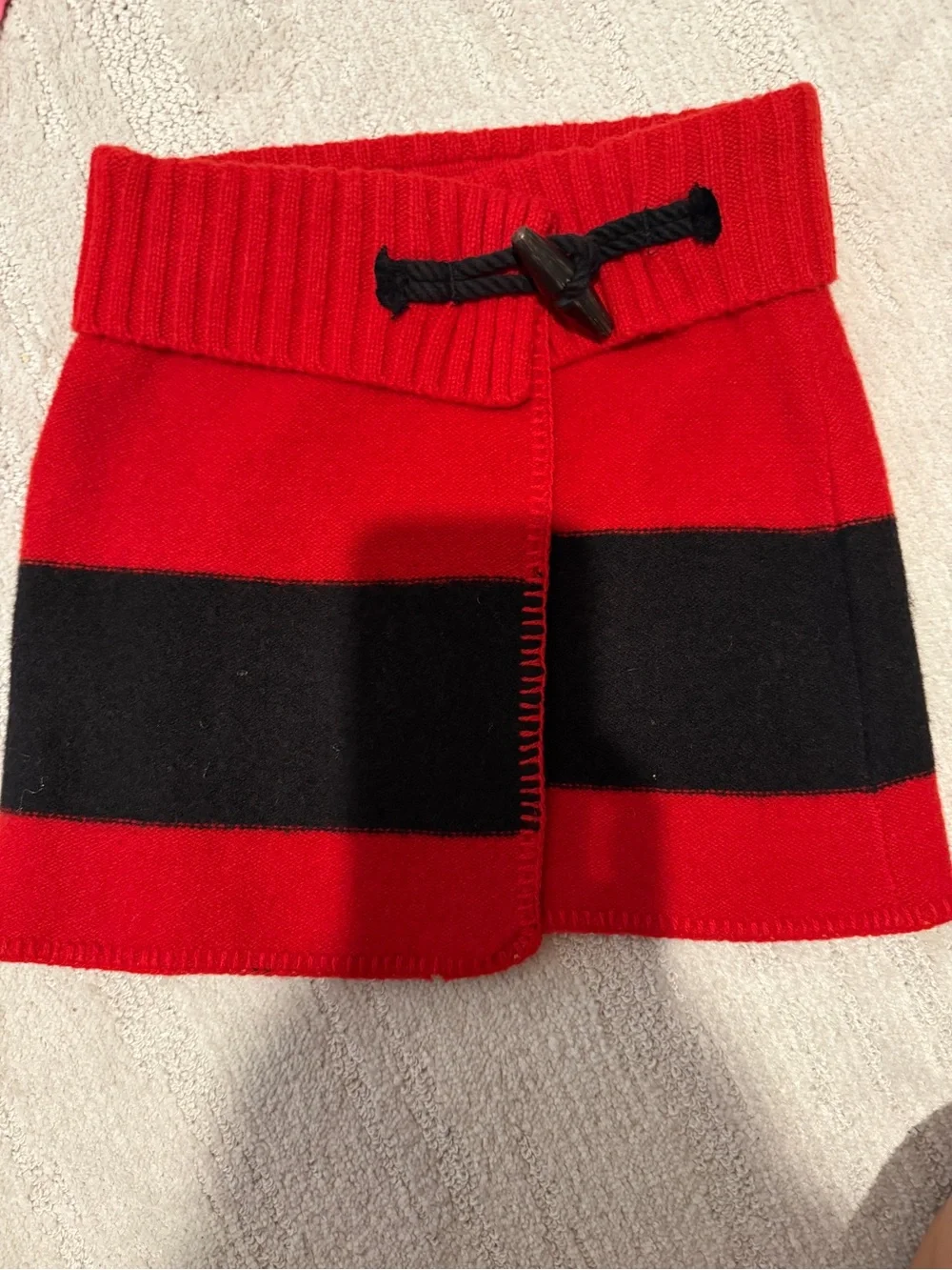 Ralph Lauren Red and Black Striped Knit Skirt with Toggle